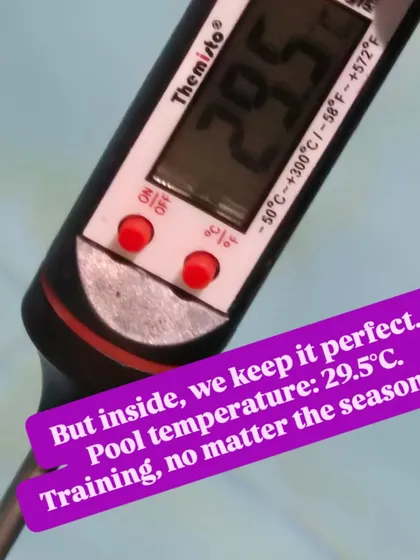 We say we train year-round, and we mean it. This is the proof. Our pool is heated to a perfect 29.5°C, ensuring that not a single day of training is missed, even when it's cold outside.