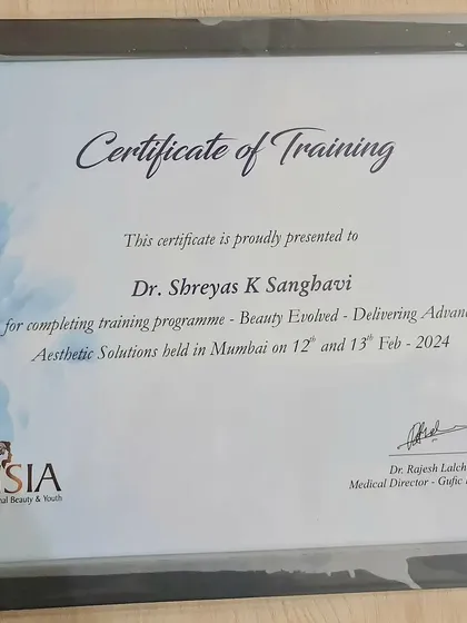 This certificate is from a training program on advanced aesthetic solutions. Every training I complete adds to the expertise I can offer you for treatments like threadlifts, microneedling, and more.
