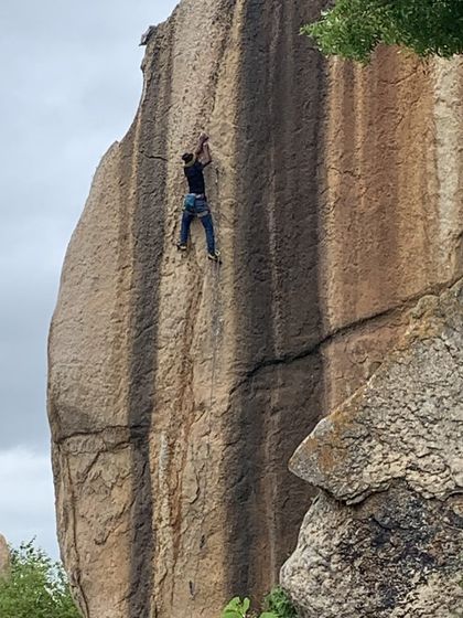 Meet Subhash, a writer and poet who found his passion for climbing on a trek. Here he is on a lead climb, showcasing the grace and focus the sport demands.