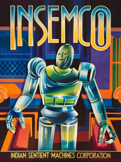 An Art Deco inspired poster for INSEMCO from 1969. This piece connects the company's origins to the founder's inspiration from the 1939 World's Fair.