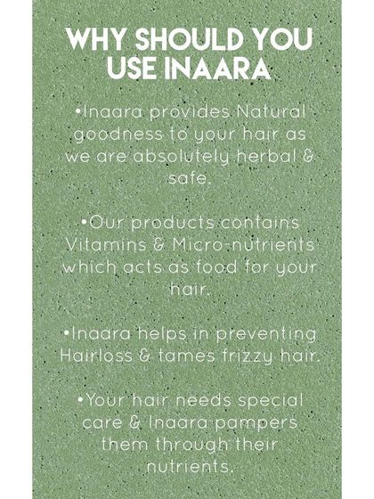 Why should you use Inaara? Because my products provide natural goodness, contain essential vitamins for your hair, prevent hair loss, and give your hair the special, nutrient-rich care it needs.
