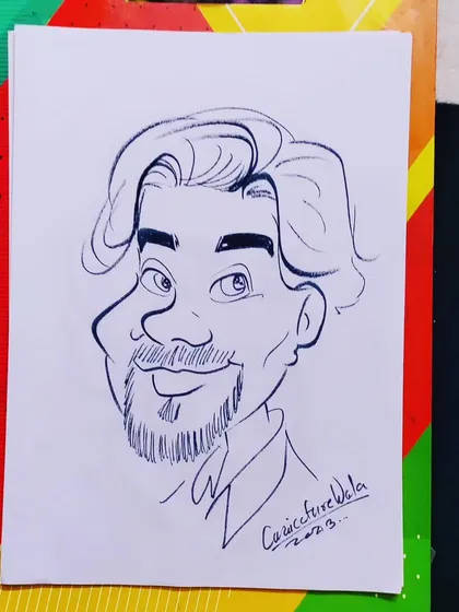 A classic headshot caricature. This style is great for capturing personality in a simple, clean way.