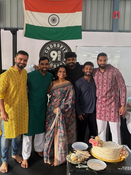 A festive moment at the box. We believe in celebrating together as a family, embracing both our fitness journey and our cultural traditions.