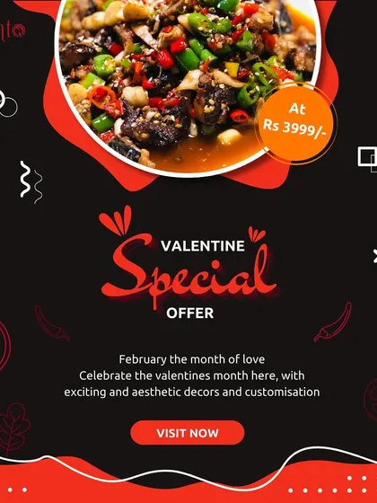 Here is my Valentine's Special Offer. Celebrate the month of love with exciting and aesthetic decor, customization, and a special menu, all starting at Rs. 3999.