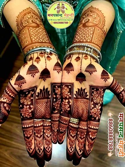 This jhumka (traditional earring) and peacock design is a favorite for Teej and other festive occasions. The dark, rich stain is a result of our 100% natural and organic henna.