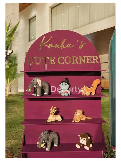"Kanha's Cute Corner," a station with adorable plush animals for guests to enjoy.