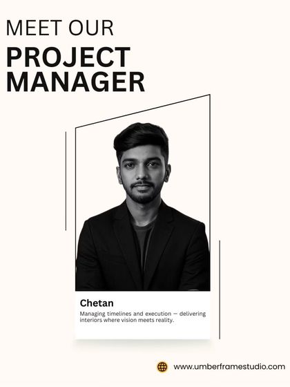 Meet our Project Manager, Chetan. He manages timelines and execution on-site, ensuring our design vision becomes a reality for our clients.
