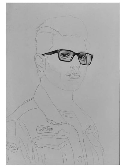 The 72-hour process of drawing CarryMinati. You can see how I start with the glasses and face, then build out the details of his signature denim jacket.