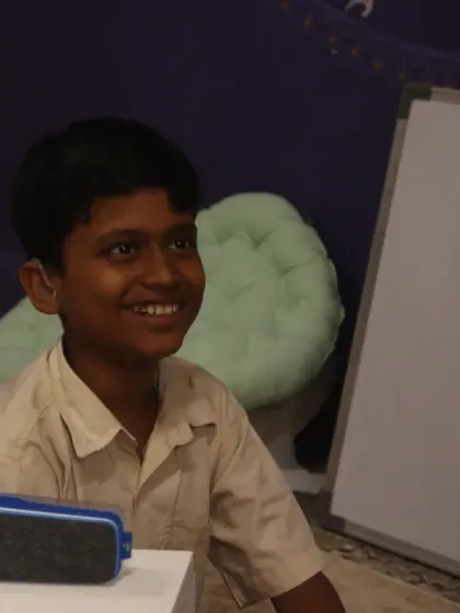 This is the smile that tells us our work matters. In our 'Sea of Stories' library, we create a safe space for children with hearing impairments to connect with stories visually and emotionally. Witnessing this quiet joy is a powerful reminder that healing doesn't always need words.