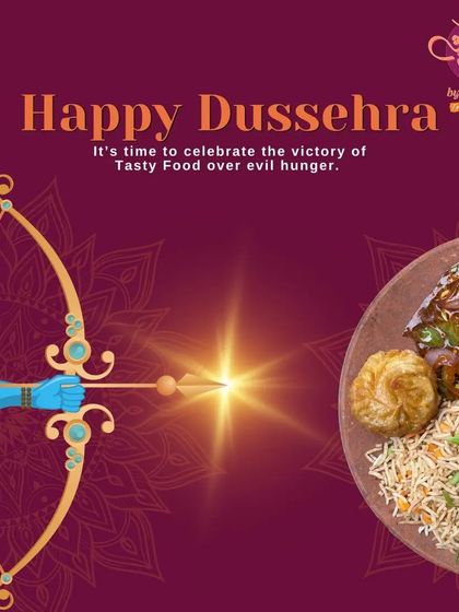Happy Dussehra! It's time to celebrate the victory of tasty food over evil hunger. Let's feast on some delicious food to mark this auspicious day.