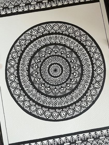 A slightly different angle of the same A4 piece, showing how the light catches the ink. This design is available for purchase if you'd like to bring this calm into your home.