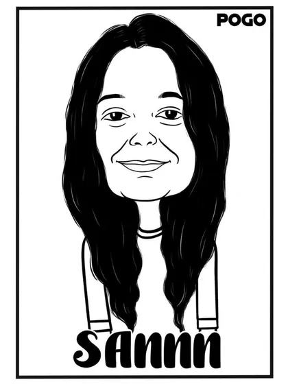 A simple yet charming black and white digital caricature. This style is versatile and works well for any occasion, from corporate events to personal gifts.