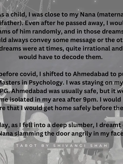A story of a grandfather's dream warning his granddaughter not to open the door to a stranger, saving her from a robbery.