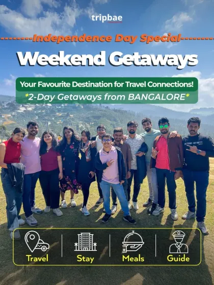 A general poster for our 2-day Independence Day weekend getaways, emphasizing travel connections and our all-inclusive service.