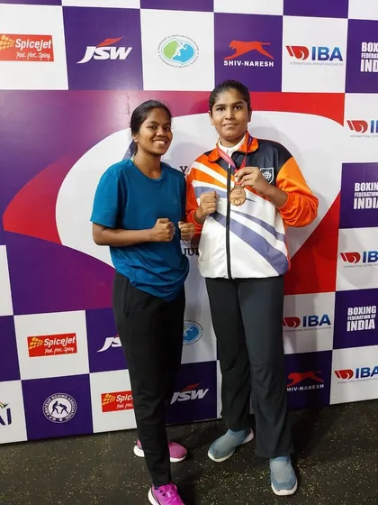 Jagruti Both with her fellow boxer after winning a Bronze Medal at the 6th Youth Women's Nationals. The camaraderie between our fighters is as important as the wins.