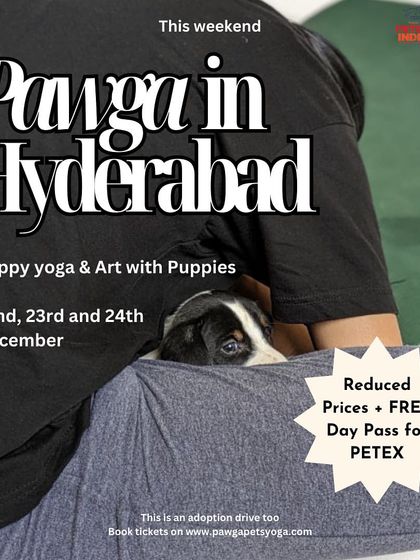 Announcing Pawga in Hyderabad at the Petex pet festival, with reduced prices and a free day pass included.