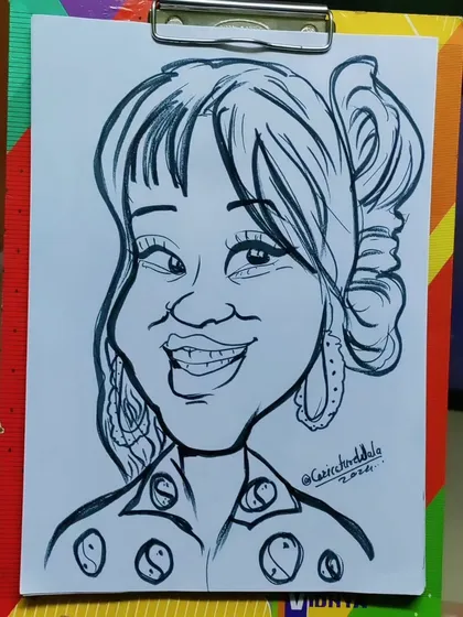 What a smile. This caricature captures a moment of pure happiness.