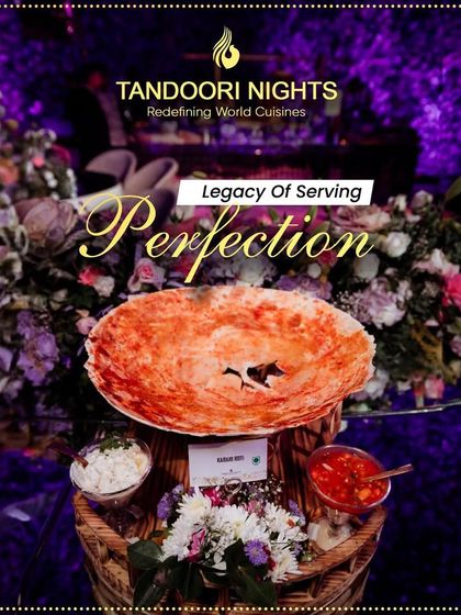 A legacy of serving perfection. This giant, crispy roomali roti is a showstopper at our events, demonstrating our flair for dramatic and delicious Indian breads.