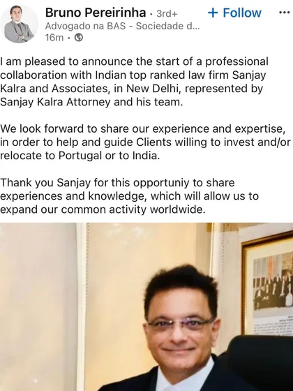 My practice is built on a global network. This announcement highlights our strategic partnership with a leading law firm in Portugal, expanding our capabilities to help clients looking to invest or relocate to Europe.