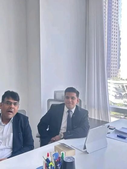 With my partner at our new office in Business Bay, Dubai. This office is our hub for international legal advisory, taxation, and representing clients in the GCC region and DIFC Courts.