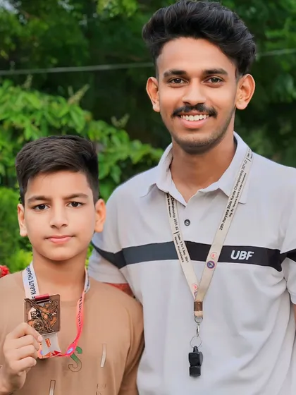 One of my medalists from the 23rd Haryana State Karate Championship held in Panipat. The hard work in our karate classes shines through.