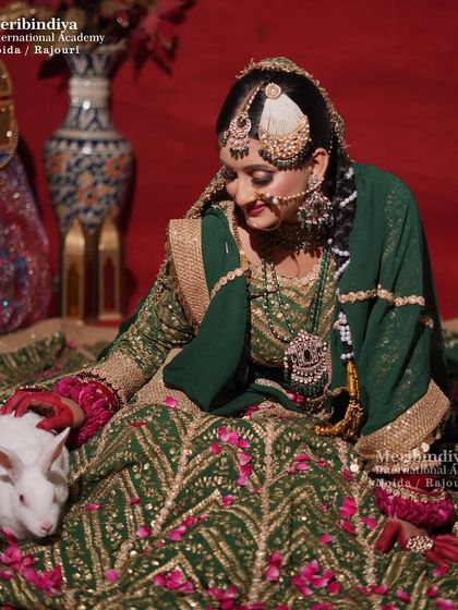 This whimsical shoot with a rabbit shows the versatility of our student's work. The makeup remains the elegant focal point.