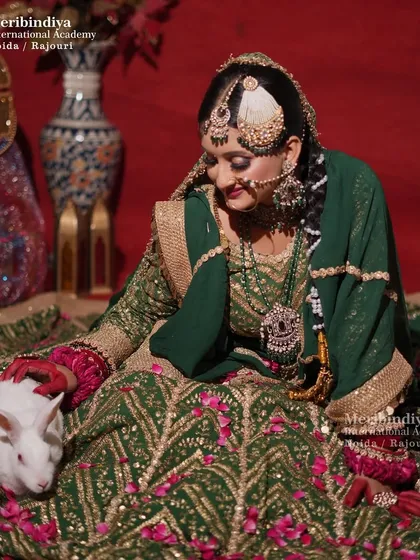This whimsical shoot with a rabbit shows the versatility of our student's work. The makeup remains the elegant focal point.