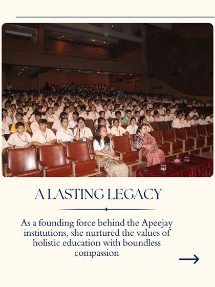 A lasting legacy of holistic education and boundless compassion was nurtured by our founding force, Smt. Rajeshwari Paul ji. This image from our special assembly reflects on the values she instilled.