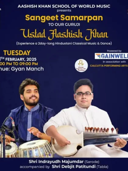 Looking forward to paying a humble musical tribute to the legendary Ustad Aashish Khan Sahab with my elder brother, the brilliant Indrayuddh Majumder da.