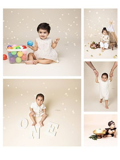 One year of love, laughter, and little miracles. This collage shows the variety of shots we can get in a first birthday session, from playing with toys to a mini cake smash.