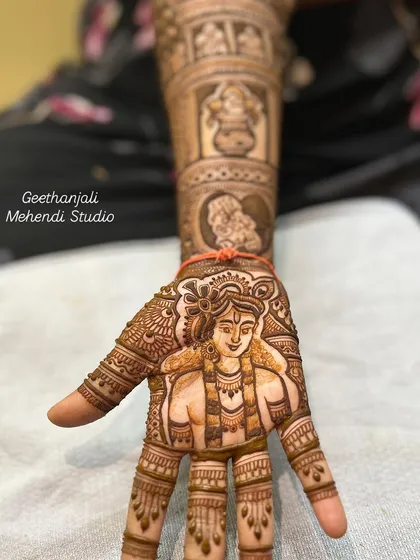 A beautiful portrait of Lord Krishna, requested by a client for her brother's wedding.