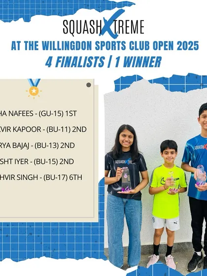 A strong performance at the Willingdon Sports Club Open 2025 with 4 finalists and 1 winner. Every tournament is a step forward for our players.