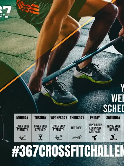 Here is a sample of our weekly programming. We structure our workouts to target different body parts and energy systems throughout the week, ensuring balanced fitness and adequate recovery.