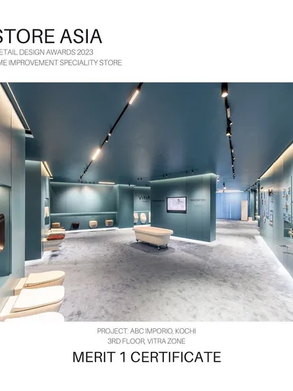 The Vitra Zone at ABC Emporio, Kochi, also earned a Merit Certificate at the In-store Asia awards. This award recognizes the innovative approach to creating a specialized home improvement retail space.