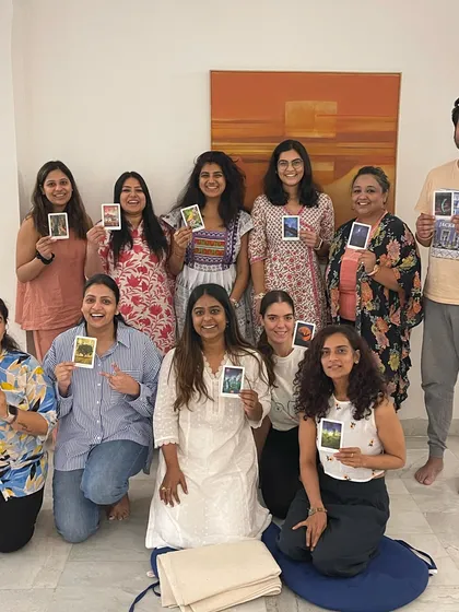 The happy faces after our full moon meditation. It's a beautiful experience to come together as a community to honor the lunar cycles and find inner peace.