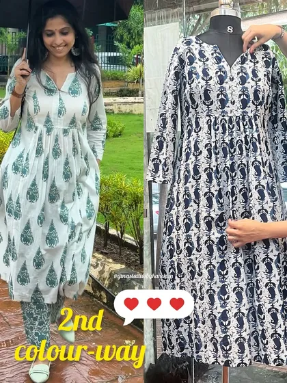 On popular demand, here is the second colorway of our hit style. This black and white block print kurta-pant set is as versatile and stylish as the original.