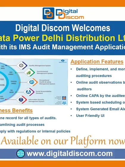 The IMS Audit Management Application from Tata Power DDL helps you streamline all types of internal and external audits. It provides an online record, system-based scheduling, and online Corrective and Preventive Action (CAPA) features to ensure compliance with regulations and internal policies.