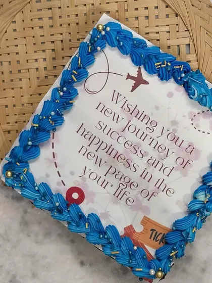 Say farewell with something sweet and personal. My Tiled Brownie Cake allows you to add a custom message on an edible print, surrounded by a beautiful piped border.