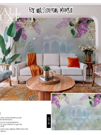 A preview of a design from the 'Wall Luxe' collection, featuring soft florals and architectural elements. This shows how I provide mockups for client approval.