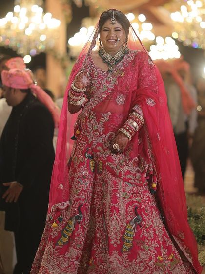 My beautiful bride Avani in a stunning pink lehenga. Her makeup was designed to be fresh and glowing, perfect for her destination wedding.