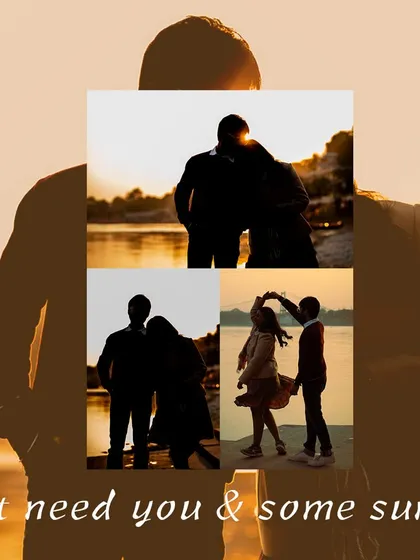 "I just need you & some sunsets." This collage perfectly captures the mood of a golden hour shoot, with beautiful silhouettes and romantic dances against the setting sun.