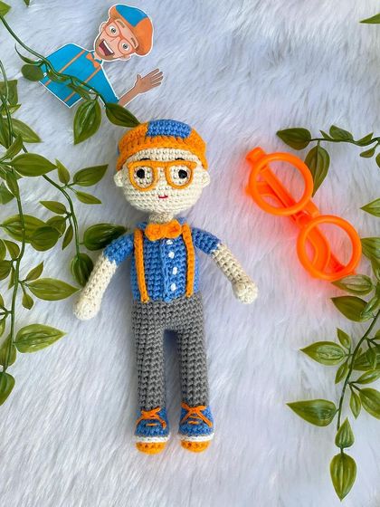 Blippi is a favorite for so many kids! I made this replica doll for my son's birthday, complete with the orange glasses, suspenders, and bow tie. He was so excited!