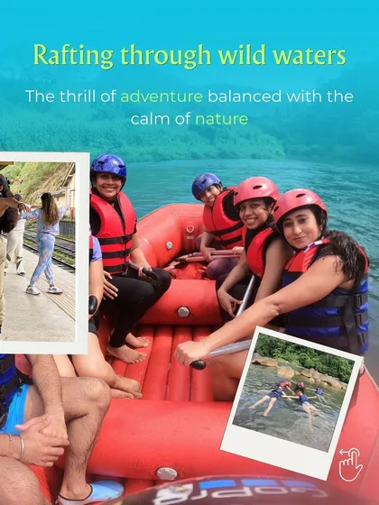 Rafting through wild waters in Sri Lanka. The thrill of adventure balanced with the calm of nature is a key part of our retreat experience.