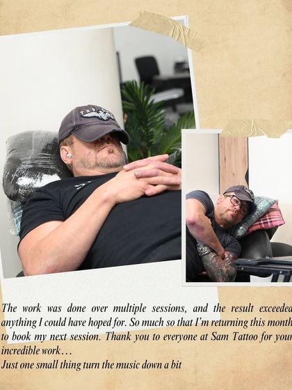 "The result exceeded anything I could have hoped for." Ian's feedback after multiple sessions for his leg sleeve. He was so happy he's already booking his next session.