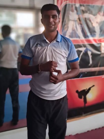 A moment of reflection in my training hall. The Hindi words say, "If there is faith, there is a way." This belief is the first step on the path to becoming a champion.