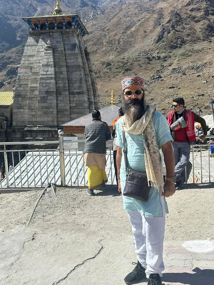 Standing before the ancient and powerful Kedarnath temple. The energy in such places is palpable, and it is a blessing to be able to visit and offer my prayers.