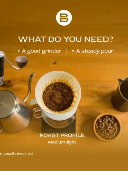 The basic setup for a V60 pour-over. All you need is a good grinder, a steady pouring kettle, and some medium-light roast coffee to get started.