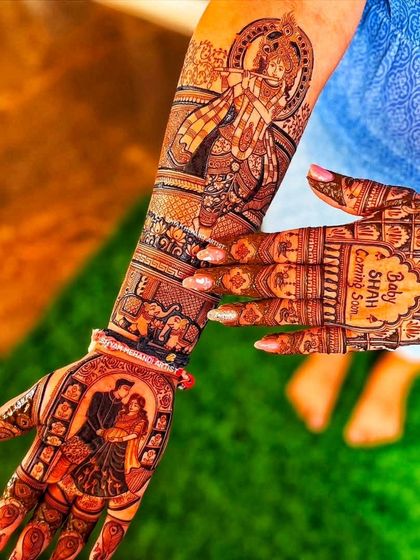 A unique design for a baby shower, featuring a portrait of the expecting couple and a "Baby Shah Coming Soon" message.