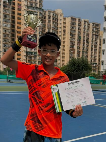 Congratulations to Advik Negi for winning the Tennis Premier League Ranking Under-10 Tournament in Delhi. He trains in our after-school batch and his dedication is clear.