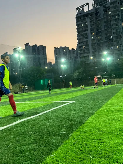 Training under the lights. Our sessions continue after sunset, allowing players to practice in a different atmosphere.
